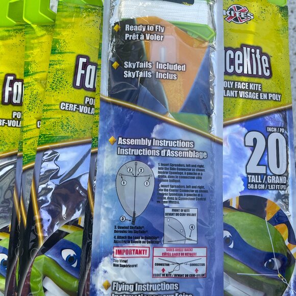Teenage Mutant Ninja Turtles Facekite Kite Lot of 11 New Sealed 20" - Picture 4 of 5